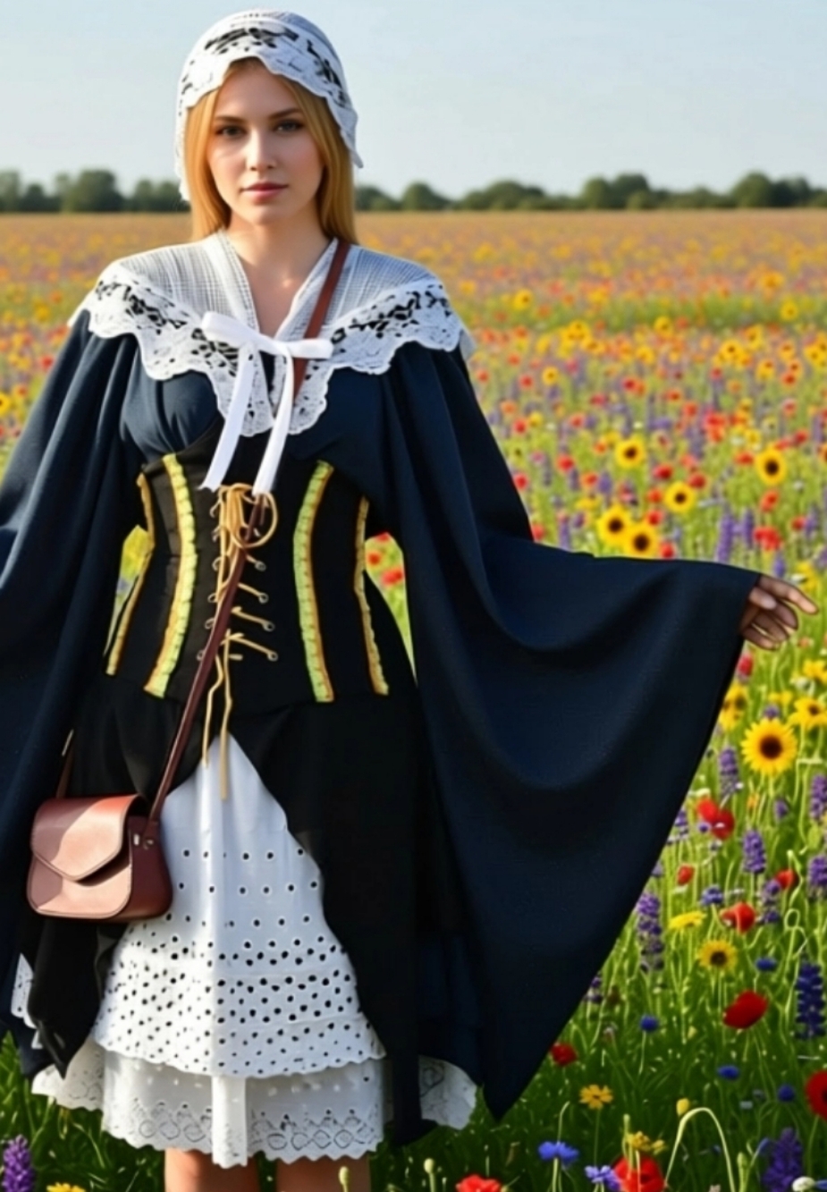 Upcycled Ren Faire Scullery Maiden / Bar Wench Complete Costume Size L/XL - Picture 3 of 14